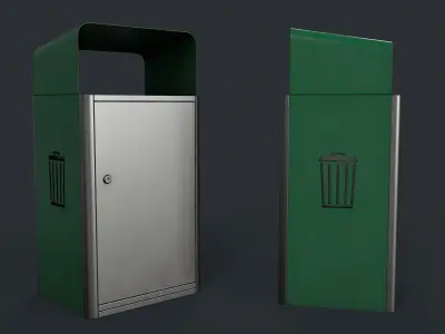 Street Trash Can 17 PBR Game Ready Low-poly 3D model