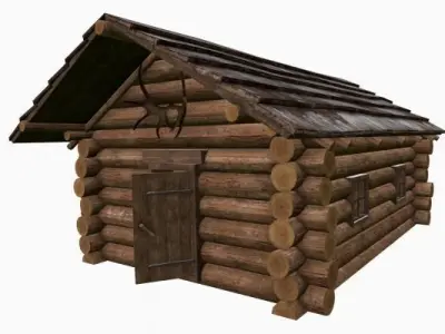 Wooden house  Low-poly 3D model