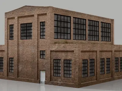 Industrial building 002 Low-poly 3D model