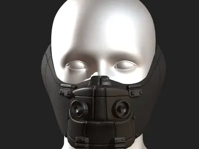 Gas mask respirator scifi futuristic 3d  Low-poly 3D model