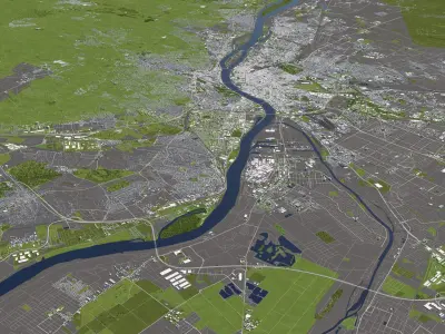 Budapest 50x50km 3D City Map 3D model