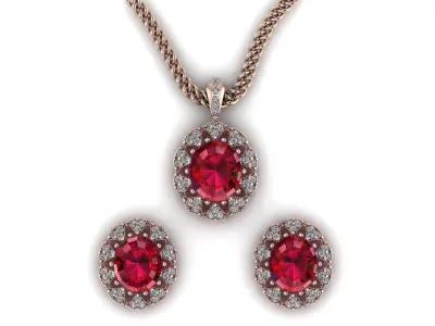 Diamond ruby pendant set 3D print model