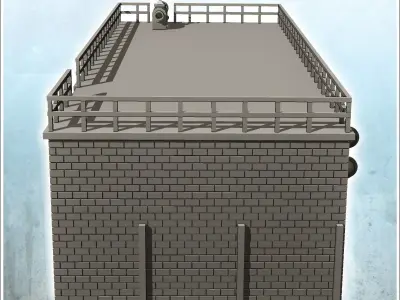 Brick industrial building with staircase and pipework intact ver 3D print model