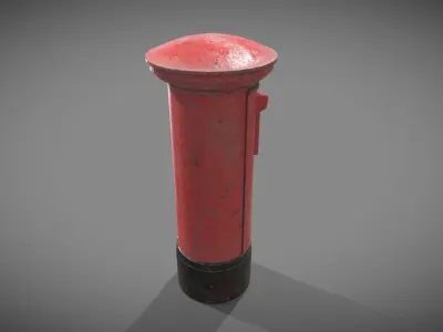 UK post box PBR Low-poly 3D model