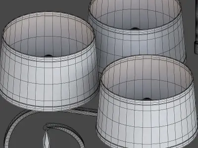 Casilda chandelier with four lights and shades 3D model