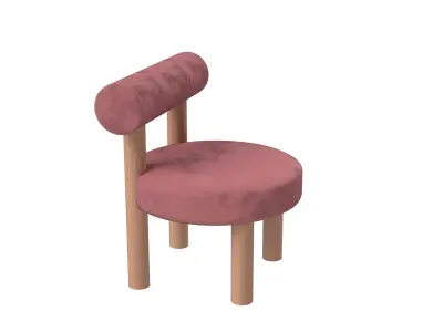 Modern Velvet and Wood Lounge Chair Low-poly 3D model