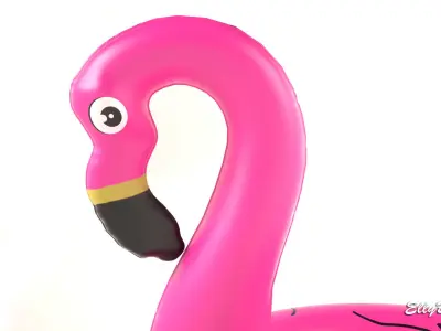 Pink Flamingo Low-poly 3D model
