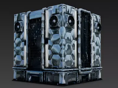 Futuristic High-Tech Data Center Building 3D Model Low-poly 3D model