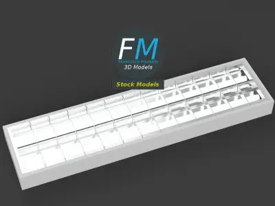 Rectangular troffer light fixture 3D model