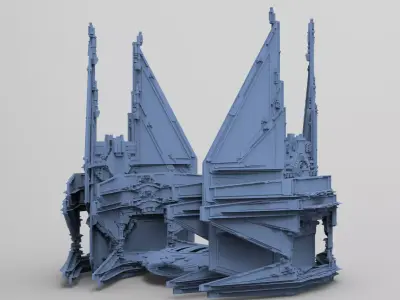 Sci-Fi Ocean Tech ship barrior Shield 4 3D model