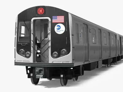  MTA Subway Rolling Stock R160 Two Car Formation Silver Rigged 