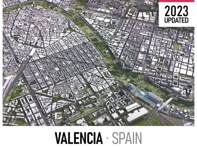 Valencia - 3D City Low-poly 3D model