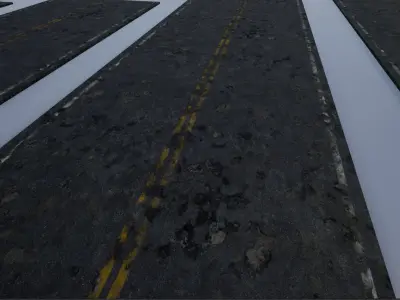 Modular Destroyed-Fine Lined American Roads 2K Low-poly 3D model
