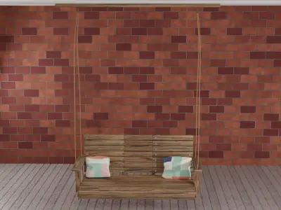 OAK  WOOD PORCH SWING 3D MODEL 3D model