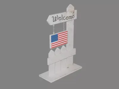 Patriotic Front Door Welcome Sign Low-poly 3D model