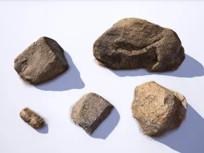 Rock stone boulder Scans - 3D PBR Low Poly Pack Low-poly 3D model