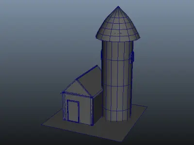 Tower 3d model stone house Low-poly 3D model