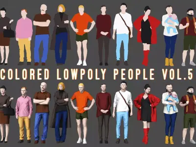 Colored Lowpoly People Low-poly 3D model