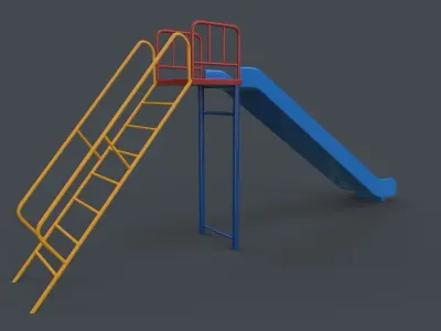 PBR Modular Outdoor Straight and Wave Slide A Low-poly 3D model