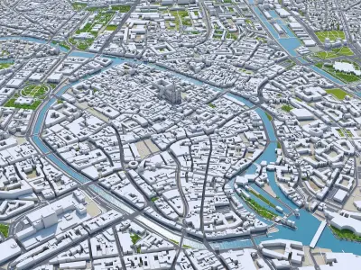 Strasbourg City in France Low-poly 3D model