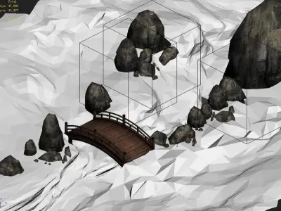 War Corps - River wooden bridge stone 01 3D model