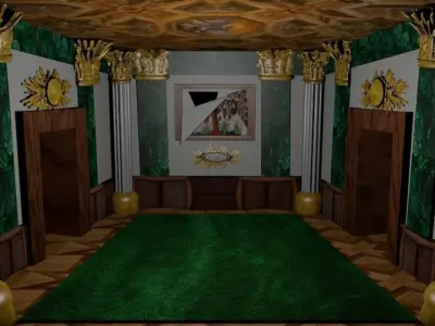 Museum room with ripped painting Low-poly 3D model