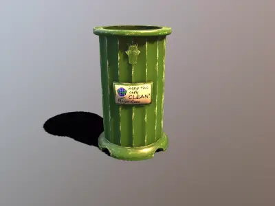 Trash Bin Stylized Low-poly 3D model