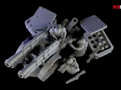 Quattro Cannon - Artillery of the Imperial Force 3D print model