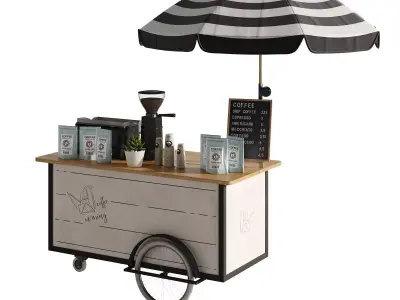 mini coffee cart set 5 3D model