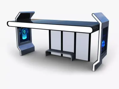 Bus Stop Low-poly 3D model