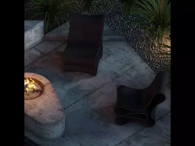 Terrace with a fireplace 3D model