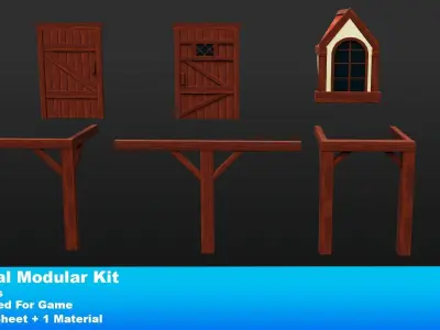 Medieval Modular Kit  Low-poly 3D model