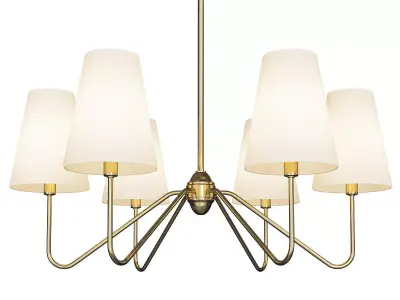BERKSHIRE 6 ARM CHANDELIER WITH LINEN SHADES Low-poly 3D model