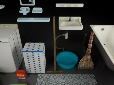 Post Soviet Toilet and Bathroom UE4 Low-poly 3D model