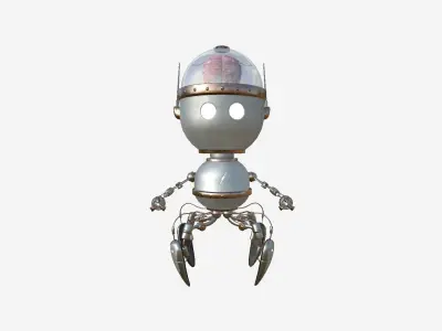 Brain Robot G04 Steel - SciFi Character Design Low-poly 3D model