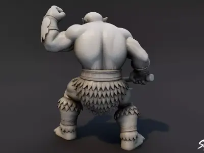 Ogre Warrior Battle Roar Statue Low-poly 3D model