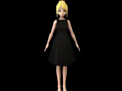 Anime Girl Low Poly Character 19 Low-poly 3D model