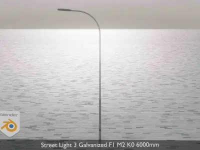  Street Light 3 Galvanized F1 M2 K0 6000mm Low-poly 3D model