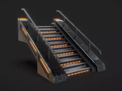 SciFi Stairs Low-poly 3D model