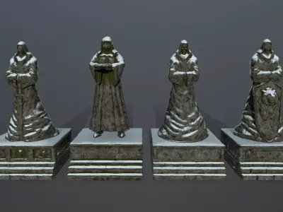statue set of person 3D Model Pack