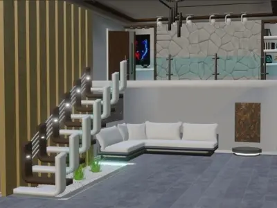 modern living room 3D model 17