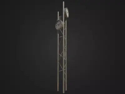 Modern outdoor pole clock Low-poly 3D model