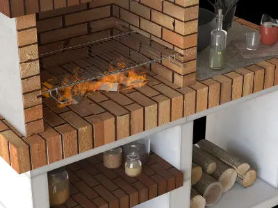 BBQ-barbecue outdoor barbecue with fire pit 3D model