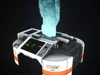 Sci-Fi Consolo Computer Base 8 Low-poly 3D model