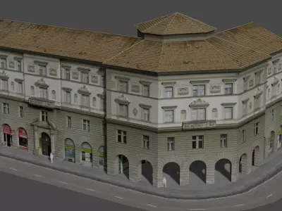 Low Poly Central Eastern European City Building Low-poly 3D model