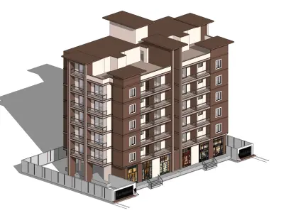 Modern Apartment Buildings with city model  Low-poly 3D model