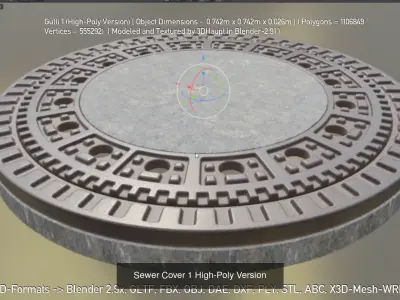 Sewer Cover 1 3D Model Pack