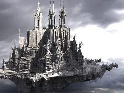 Ancient monolith Mountain towers 3 3D model