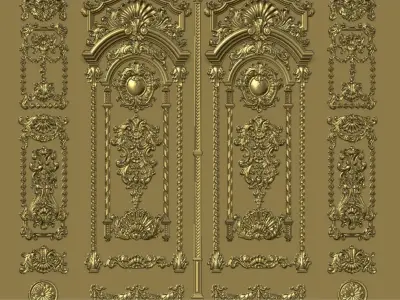 European Neoclassical Pattern Villa Door 3D print model