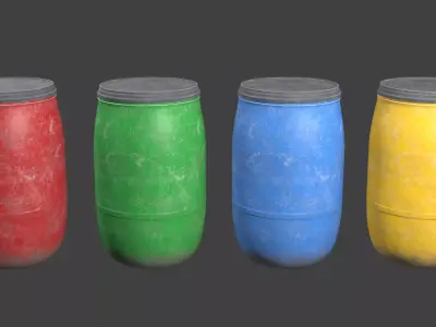Round plastic trash can Low-poly 3D model